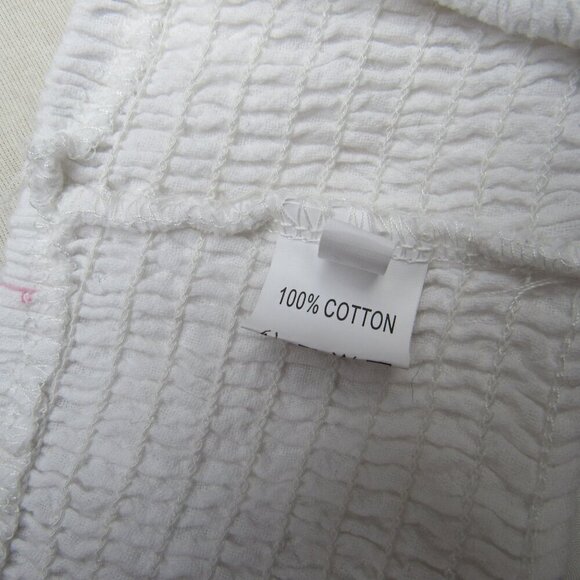 Wide Leg Palazzo Lounge Pants 100% Cotton White Elastic Waistband Medium - Picture 2 of 10